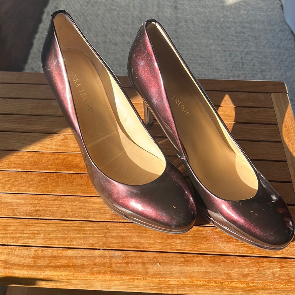 Ivanka Trump patent leather burgundy heels